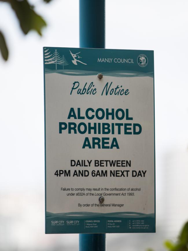 This one says alcohol is banned from 4.30pm. Picture: Julian Andrews