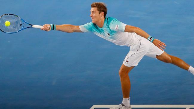 Matthew Ebden is being stretched big time by Alexandr Dolgopolov. Picture: Getty