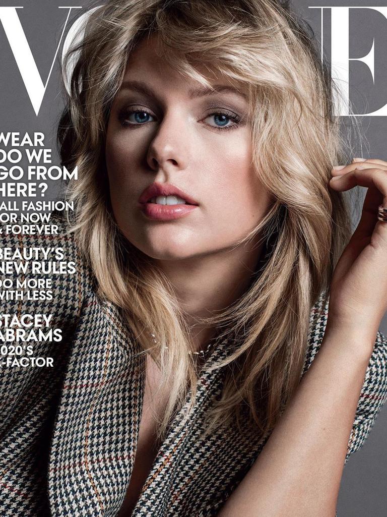 Taylor Swift, in Gucci, on the cover of US Vogue’s September issue. Picture: Inez &amp; Vinoodh/Vogue