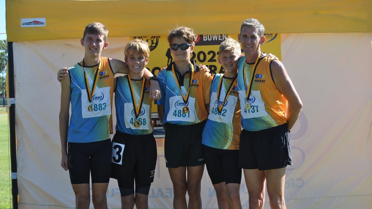 Mackay Athletics Club members (from left) Oliver Rule, Cayleb Ticehurst, Dylan Ticehurst, Toby Rule and Justin Rule. Picture: Contributed