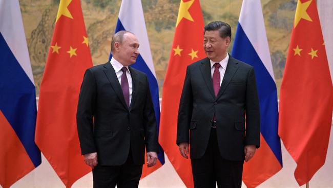 Vladimir Putin and Xi Jinping meeting in Beijing on February 4. Picture: AFP