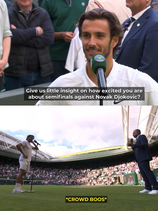 The crowd didn’t forget about Novak’s rant.
