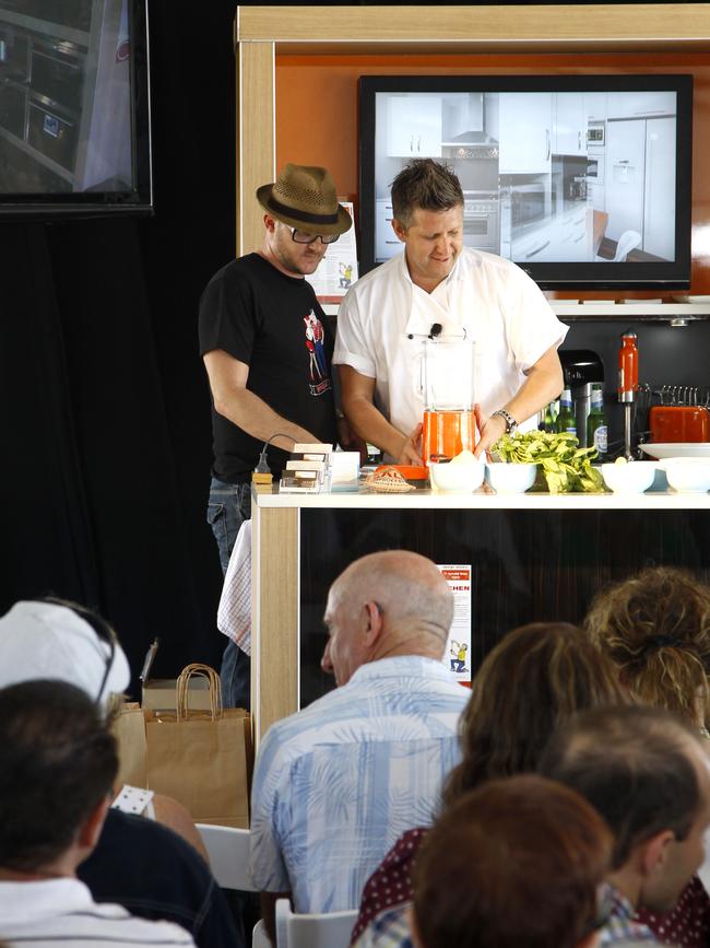 Guest chefs Spencer Patrick and Massimo Mele cook at Taste Port Douglas in 2014.