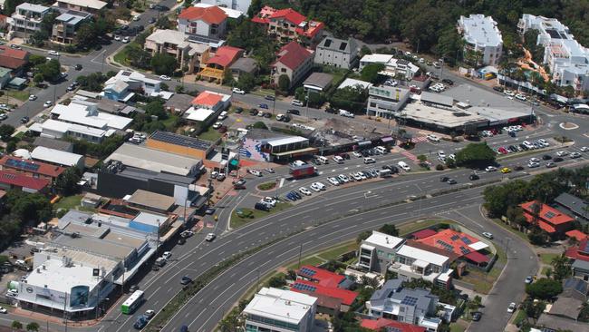 Aerial photo of Nobby Beach.