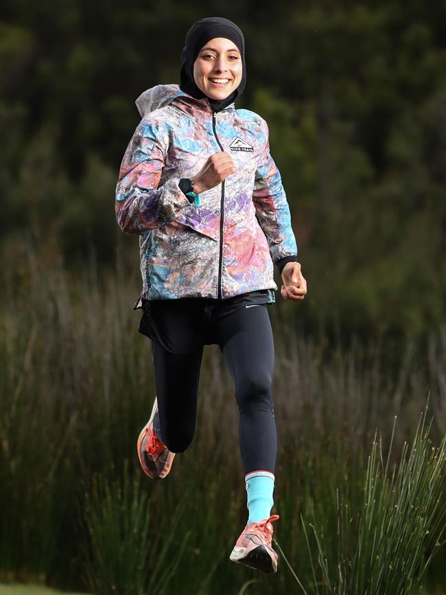 Hobart runner Meriem Daoui, in May, preparing to complete the Everest Challenge raising awareness and funds for the Tim Blair Run for Kids foundation for childhood cancer. Picture: Zak Simmonds