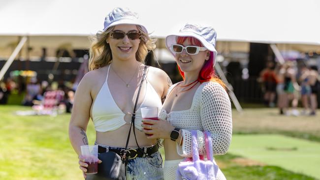 Haydays festival at Cornelian Bay on 27th December 2023. Best Friends Maddy Dobson, 24 and Mickayla Tonks, 26. Picture: Linda Higginson