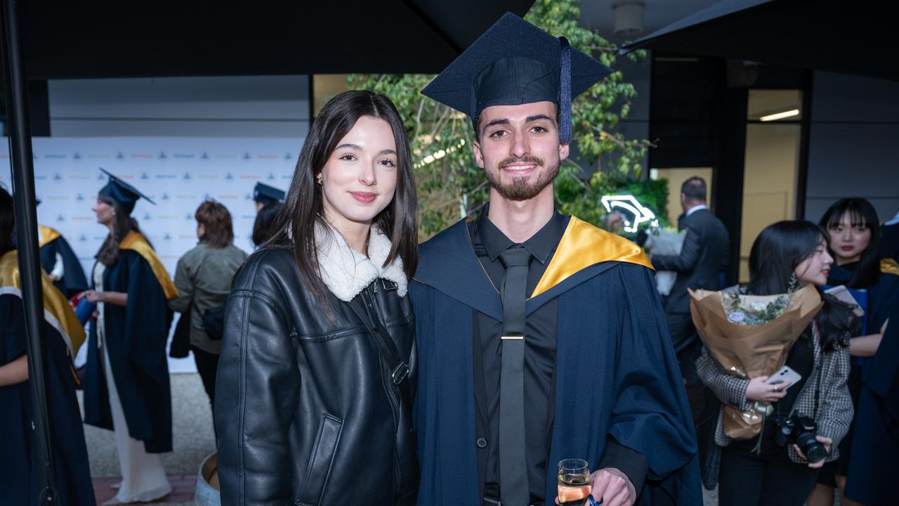 17-09-2024 Deakin University Bachelor of Commerce graduation. Kamala Leversha and Cale Heagney. Picture: Brad Fleet