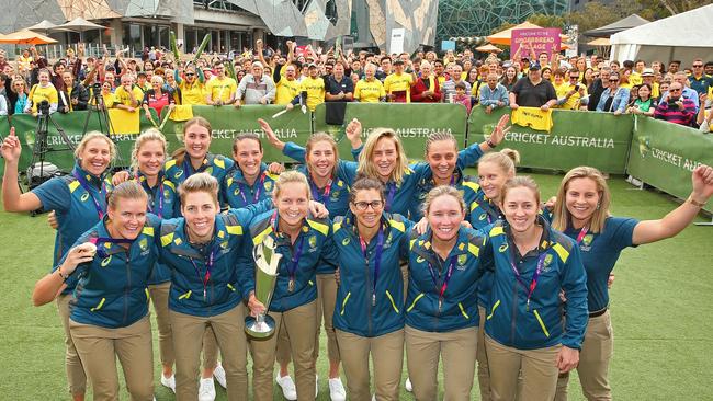 The victorious Aussie team and their many fans.