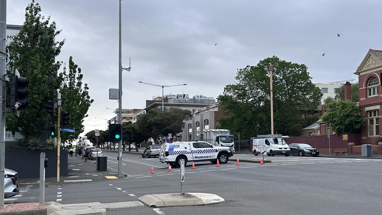 Part of Ryrie St was shut eastbound on Friday morning.