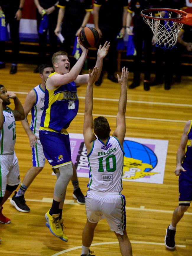 Queensland Basketball League quarter finals at Townsville Basketball Stadium. Townsville Heat against Gold Coast Rollers. Heat's Harry Frolling. Picture: Evan Morgan