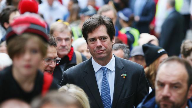 AFL CEO Gillon McLachlan will be pleased the deal has been finalised. Picture: Getty Images