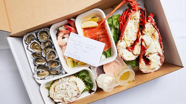 Catalina’s Seafood Box costs $555, but they are flying out the door during lockdown. Picture: Supplied