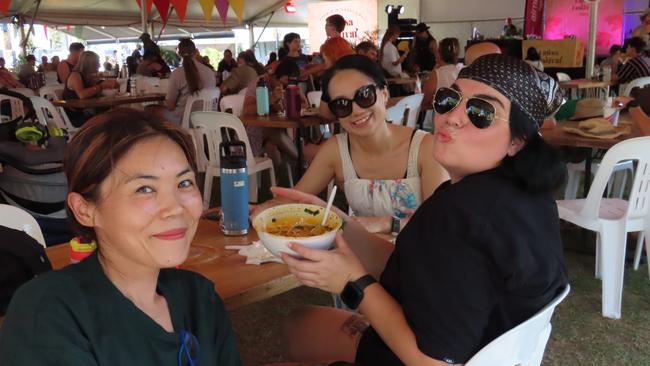 Meiya Ferguson and Mihaela Tim at the 2023 Darwin International Laksa Festival finale. Picture: Annabel Bowles