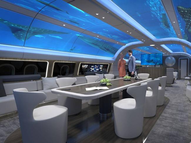 Virtual projections can produce an ever-changing wall design for the Explorer passengers.