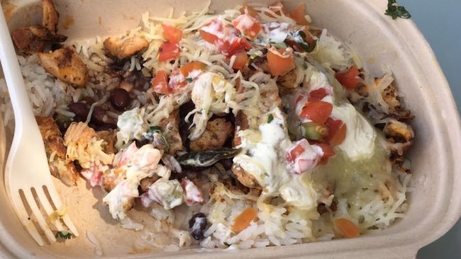 The slug was found in the middle of his burrito bowl. Picture: Facebook