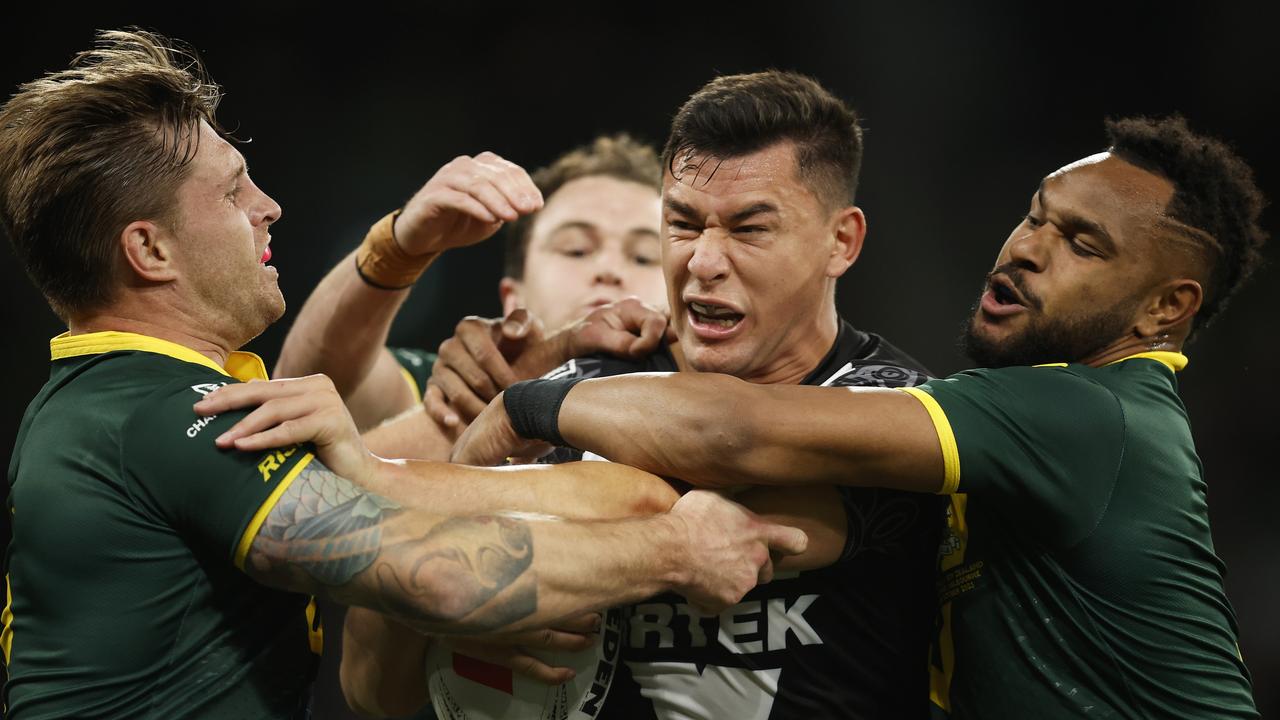 Joseph Manu won’t shift to fullback despite being kept very quiet by the Kangaroos. Picture: Daniel Pockett/Getty Images