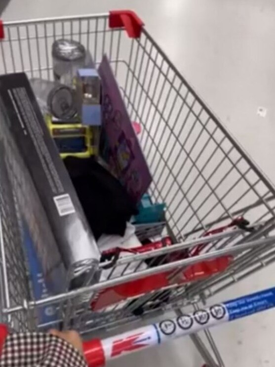 ‘When you push it, it just does this, so I always make my fiance push the carts because I’m too embarrassed.’ Picture: TikTok