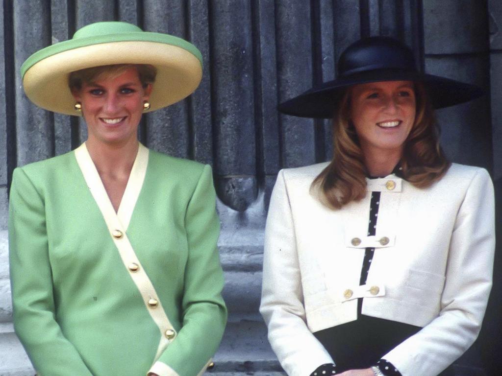 Diana, Princess of Wales, and Sarah, Duchess of York attend the 50th Anniversary of The Battle of Britain Parade, on the balcony of Buckingham Palace in 1990. Picture: Julian Parker/UK Press via Getty Images