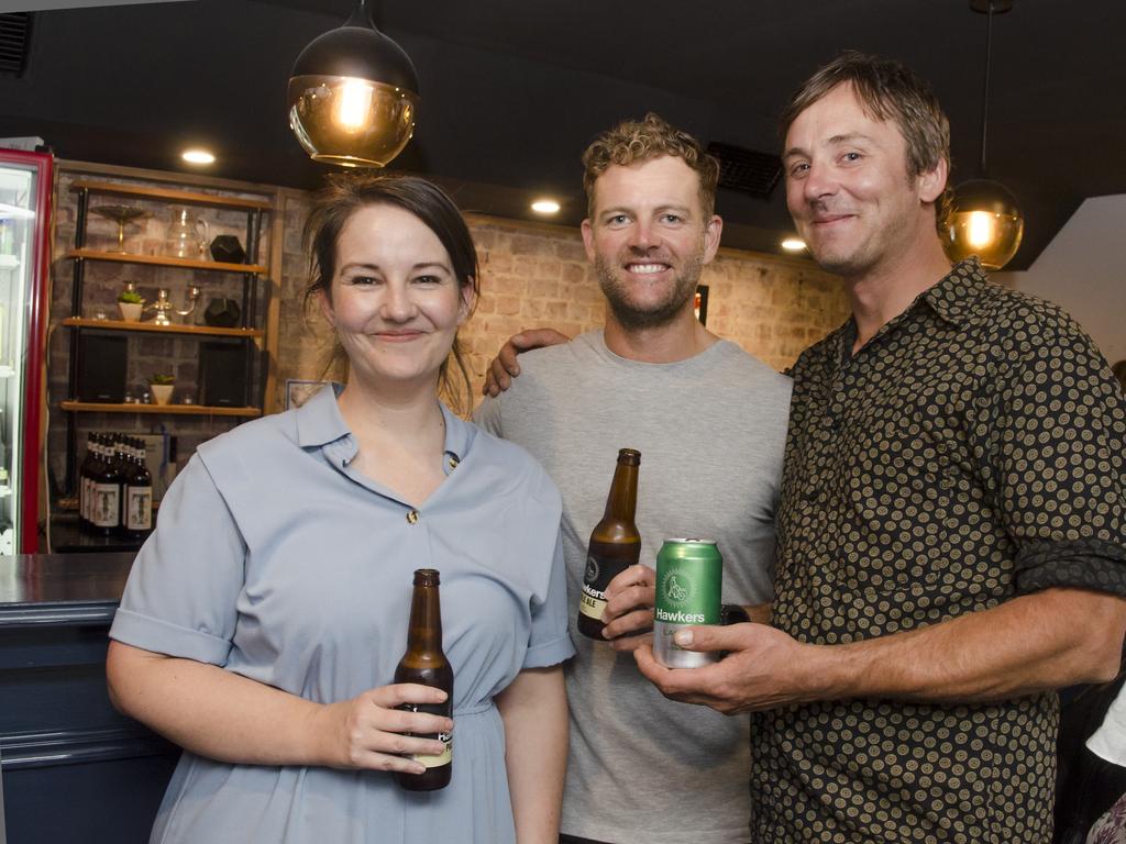 Jodie Soil, Michael Hines and Ted Duncan at Renew Adelaide’s annual celebration with its community and business partners at Raj House. Picture: Zezette Lindqvist