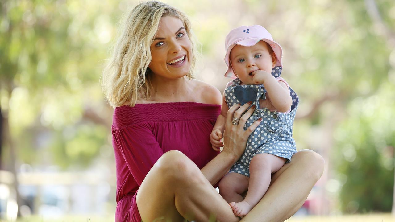 Erin Molan with daughter Eliza Ogilvy, who was welcomed into the world on the day of the State of Origin series opener. Picture: Sam Ruttyn