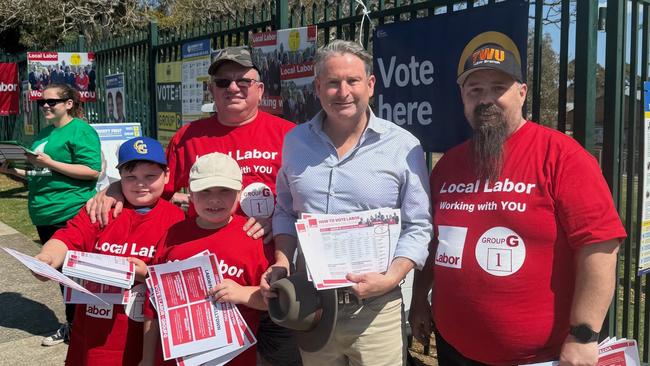 Greg Warren supports fellow Labor Party members and volunteers at the polls. Picture: Supplied