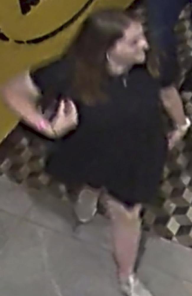 A CCTV image shows Grace Millane in central Auckland, New Zealand. The image was captured on Saturday night, about 7.15pm and is the last known sighting of Millane, whose 22nd birthday was the next day. Picture: NZ Police via AP