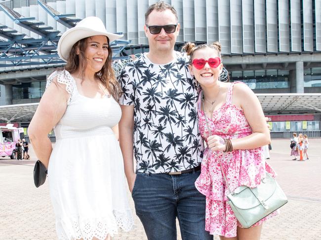SYDNEY, AUSTRALIA - Daily Telegraph Photos February 26, 2024: Kimberly, Aaron and Annabelle at Taylor Swift's The Eras Tour concert held at Accor Stadium in Sydney. Picture: Christian Gilles