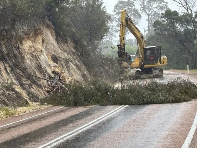 Workers clear the Mallacoota-Genoa Rd. Picture: Supplied