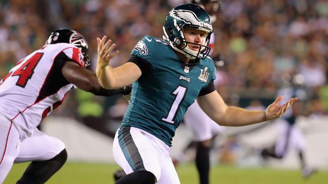 Cameron Johnston during the Philadelphia Eagles’ matcha against the Atlanta Falcons. Picture: AFP