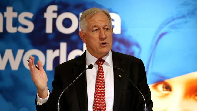 20/02/2019: (L-R) GrainCorp Chairman Graham Bradley at speaking at the annual shareholders meeting, updating on takeover proposal from Long Term Asset Partners. Hollie Adams/The Australian