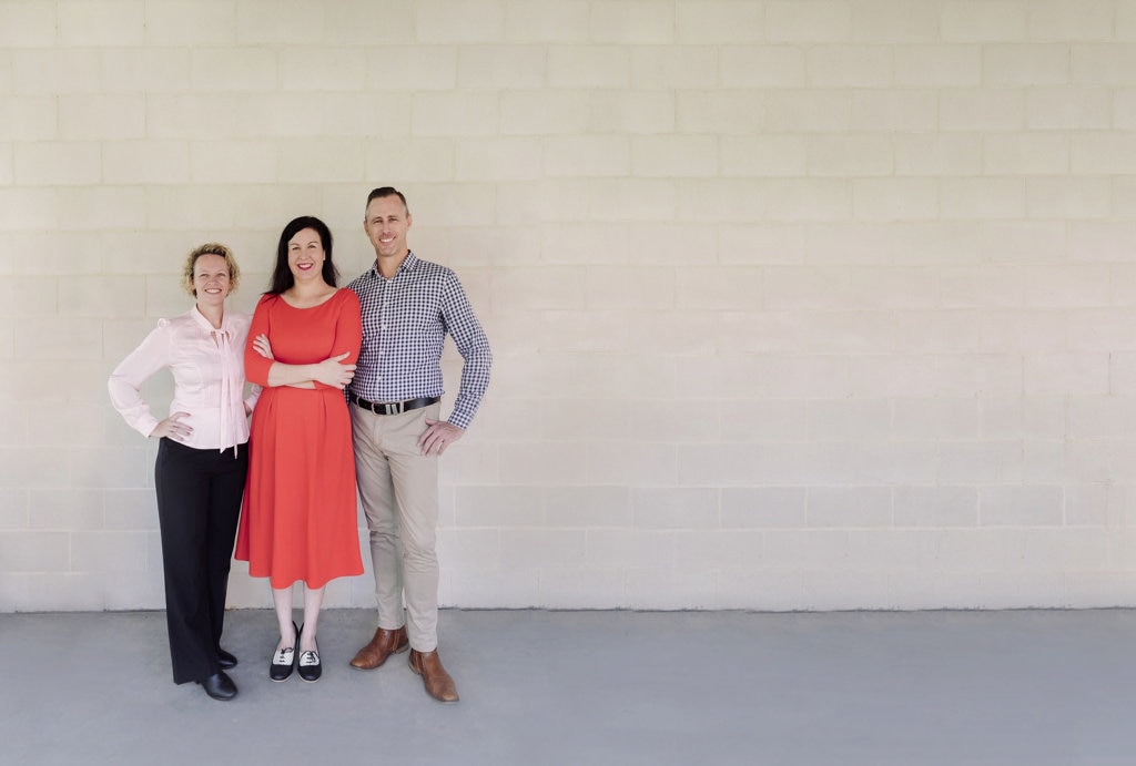 The Stay at Home Mum team Nic Millard and Jody and Brendan Allen are behind new Gympie digital media company Tenacious D. Photography by Bambi. Picture: Bambi Gosbell