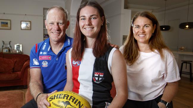 Alice Burke with daughter Alice and wife Fiona. Picture: David Geraghty