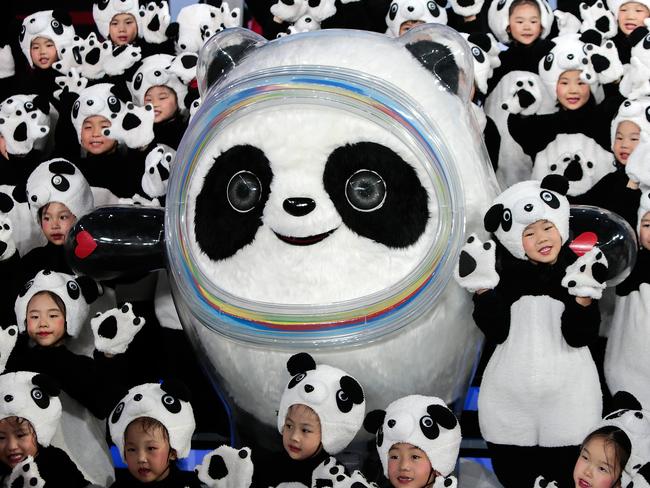 *** BESTPIX *** BEIJING, CHINA - SEPTEMBER 17: The Mascot of the 2022 Olympic Winter Games, Bing Dwen Dwen, is seen unveiled during a launching ceremony at Shougang Ice Hockey Arena on September 17, 2019 in Beijing, China. (Photo by Xinyu Cui/Getty Images)