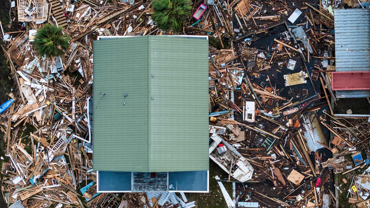 An aerial view of homes damaged by Hurricane Helene. Picture: Chandan Khanna/AFP