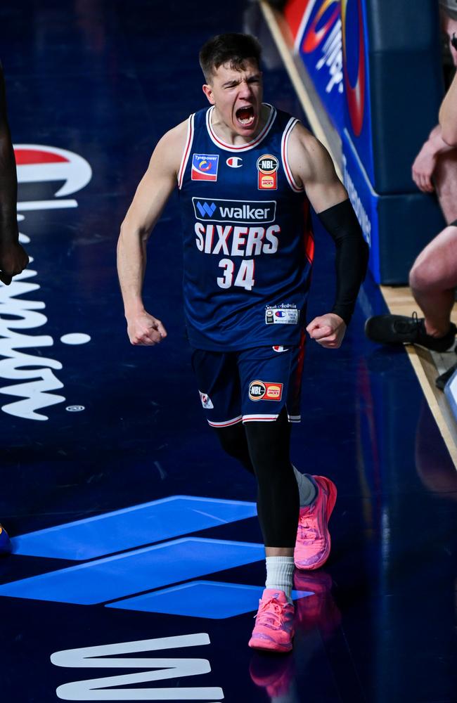 Dejan Vasiljevic celebrates a bucket during the win against the Phoenix. Picture: Getty Images