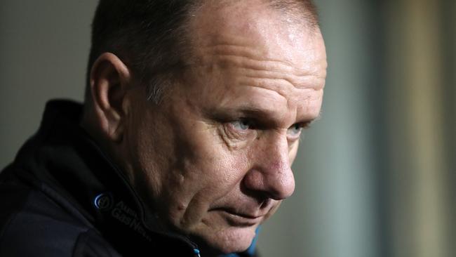 Port Adelaide coach Ken Hinkley during a press conference at Alberton. Picture: Calum Robertson.