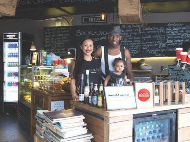 Social-Laneway Espresso owners Marina and Robert Bonnick with their daughter.