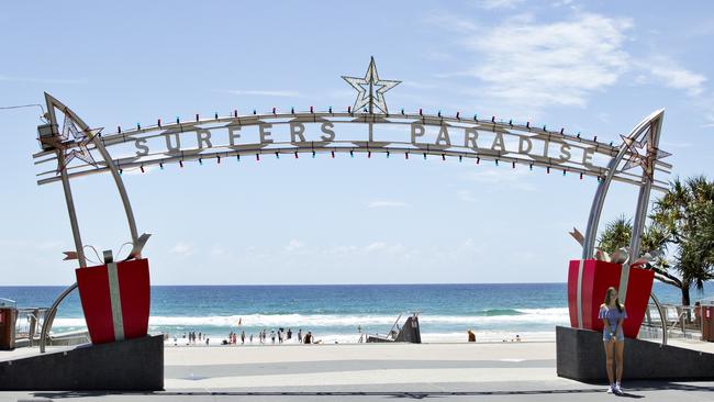 Christmas decorations in Surfers Paradise . Photo: Jerad Williams