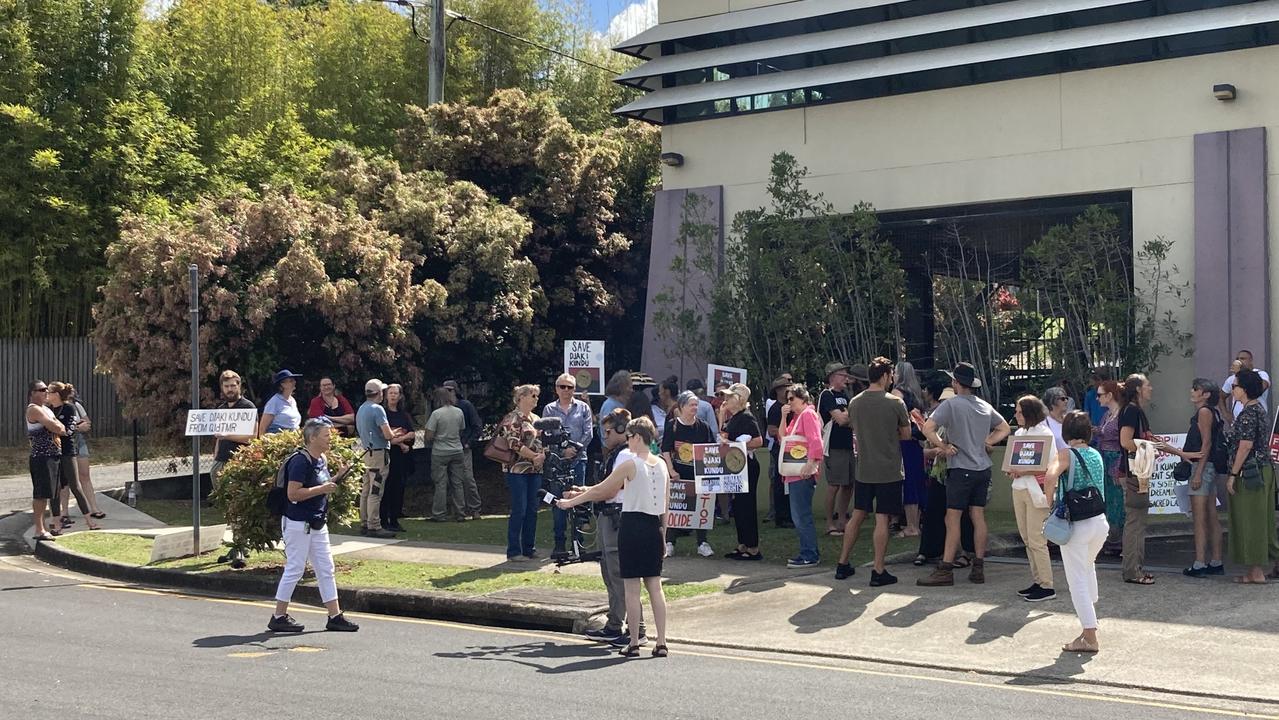 The gathering outside Gympie’s TMR office occurred at the same time as a similar protest at Brisbane’s TMR branch.