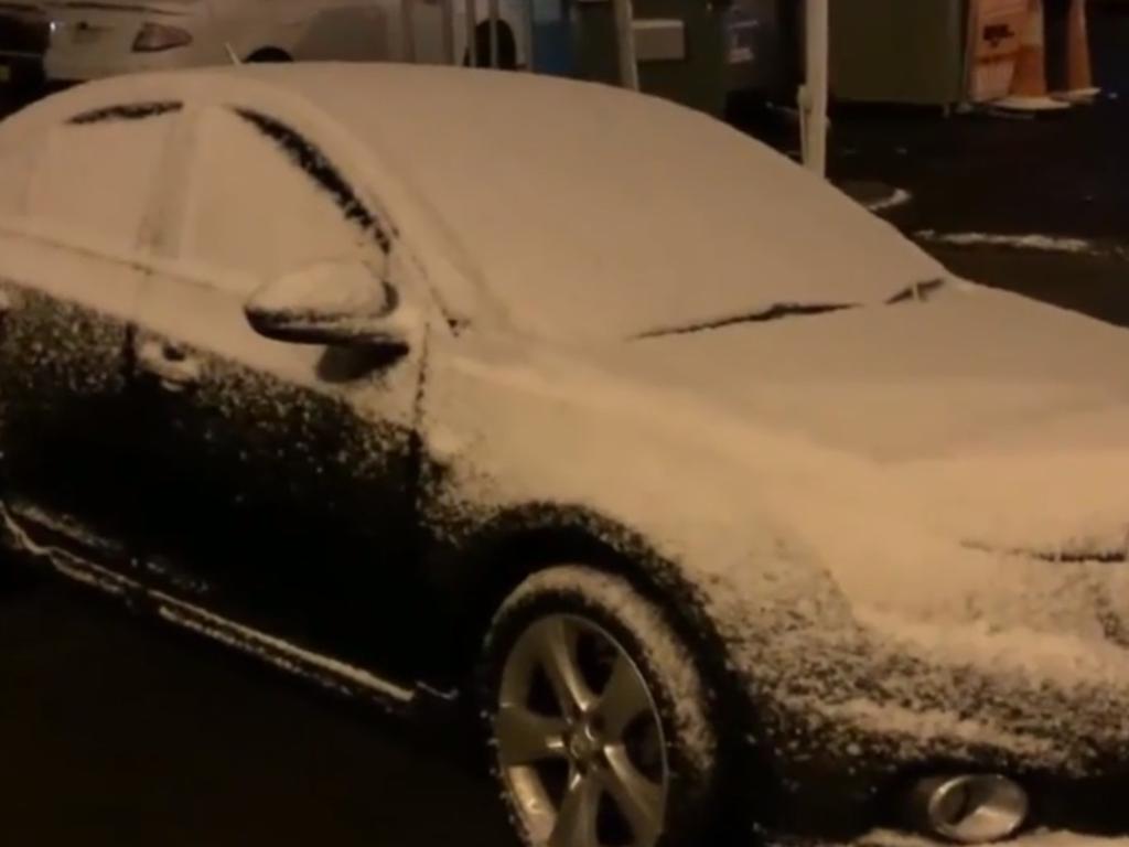 Snow hits in the Blue Mountains. Picture: Nine News