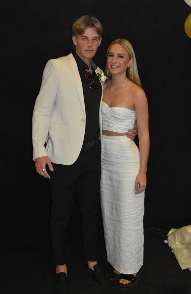 Matthias Schlotterbach and Ava Vandermatt at the 2022 Kawana Waters State College formal. Picture: Sam Turner