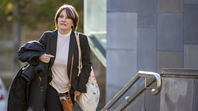 Natasha Lakaev arrives at the Supreme Court of Tasmania, Hobart.