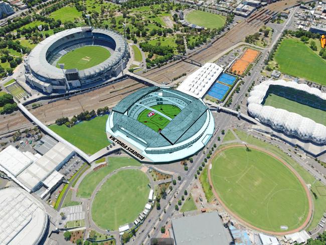 An artist’s impression of Eddie McGuire’s proposed Victoria Stadium.