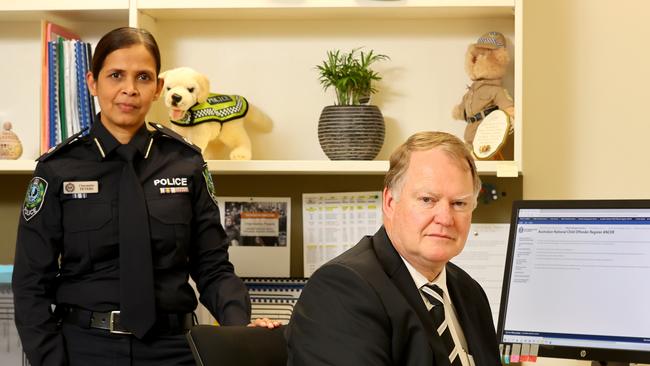 23nd April 2021:  Detective Superintendent James Blandford with DCI Charmaine Peters who run pedophile register in SA Picture: Kelly Barnes