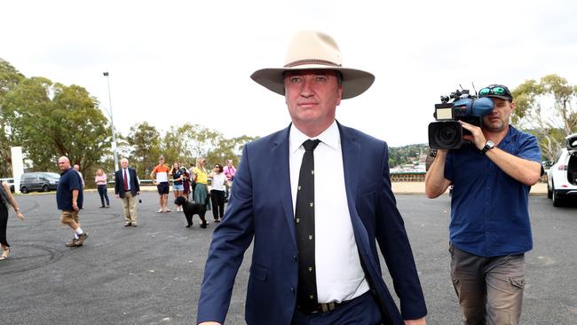 Barnaby Joyce heads to his media conference in Armidale on Friday afternoon. Hollie Adams