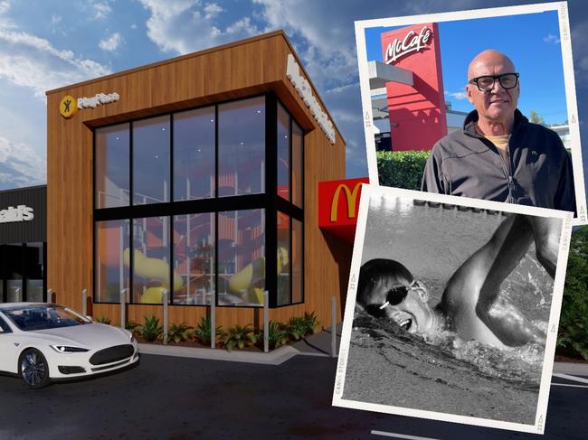 McDonald's Australia has announced a $3.2 million makeover of its Goodna restaurant run by franchisee Justin Lemberg (inset, top), a former Olympic swimmer.