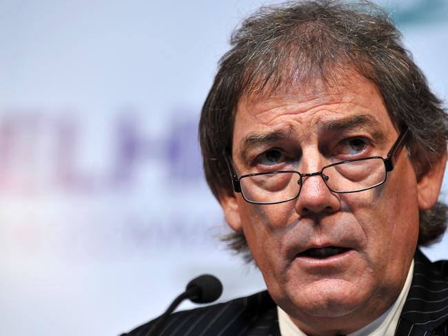Director General of the World Anti-Doping Agency, David Howman, speaks at a media conference at the Commonwealth Games main press centre in Delhi, India on Saturday, Oct. 2, 2010. The  XIX Commonwealth Games will open on October 3. (AAP Image/Paul Miller) NO ARCHIVING