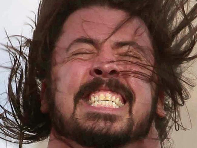 Foo Fighters guitarist and vocalist Dave Grohl goes off during an intimate gig at Goat Island, Sydney Harbour.
