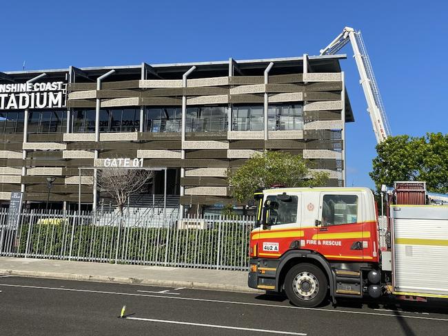 An electrical fire has been reported in the roof of the Sunshine Coast Stadium.