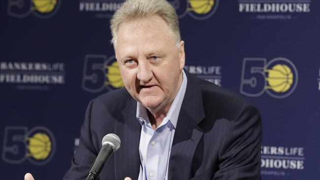 Larry Bird speaks after resigning from his position as Indiana Pacers president of basketball operations.